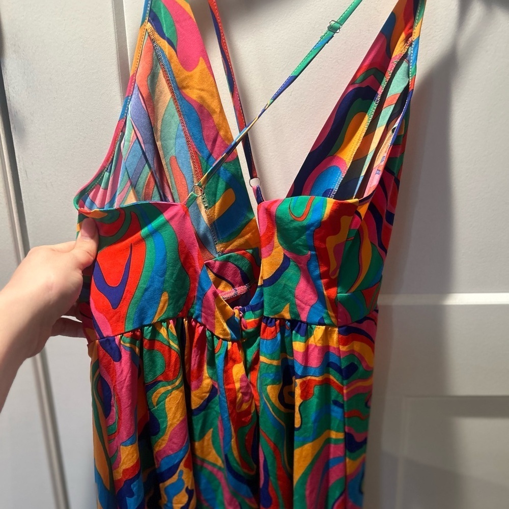 Vibrant Multicolor Maxi Dress Women’s Size Medium - Picture 4 of 7